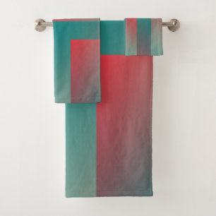 coral teal shades bath towel set