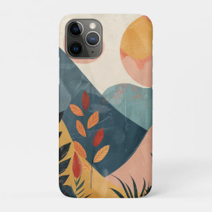 Coral Teal Twin Suns Boho Mountain Landscape iPhone 11 Pro Case