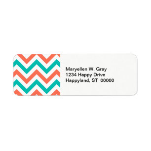 Coral, Teal, White Large Chevron ZigZag Pattern
