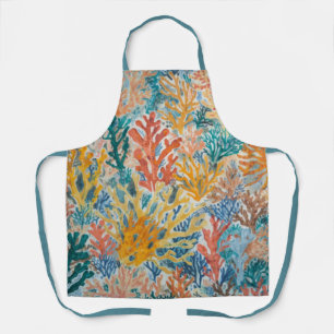 Coral Teal Yellow Orange Beachy Apron