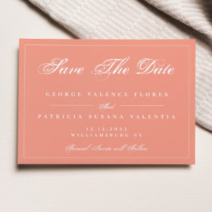 Coral Terracotta Boho Modern Elegant Photo Save The Date