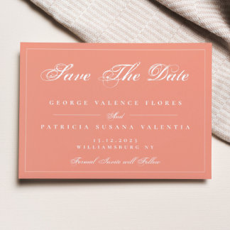 Coral Terracotta Boho Modern Elegant Photo Save The Date