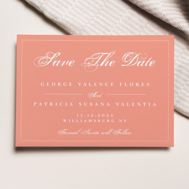 Coral Terracotta Boho Modern Elegant Photo Save The Date (Creator Uploaded)