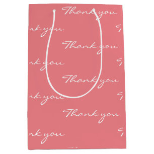 Coral Thank You Medium Gift Bag