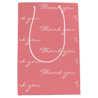 Coral Thank You Medium Gift Bag