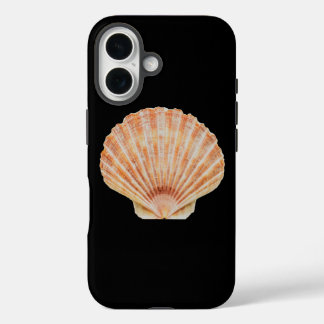 Coral Toned Scallop Shell Black iPhone 16 Case