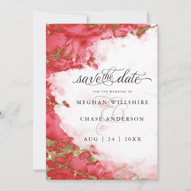 Coral Tourmaline Watercolor Geode  BarefootBride™ (Front)