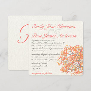 Coral Tree Grey Trunk RaspberryWedding Invites