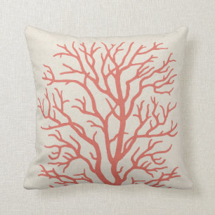 Coral Tree Nautical in Coral Pink Cushion