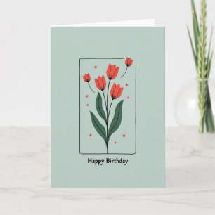 Coral Tulip Birthday Card