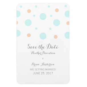 Coral Turquoise Confetti Save the Date Magnet