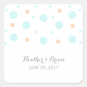 Coral Turquoise Confetti Wedding Stickers
