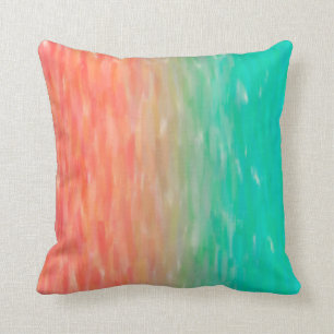 Coral & Turquoise Ombre Watercolor Teal Orange Cushion