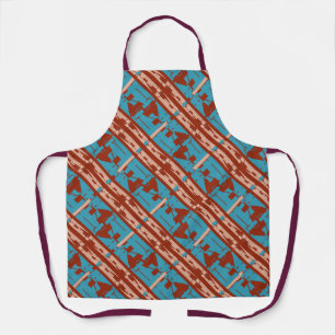 Coral Turquoise Rust Slanted Mediterranean Tile  Apron
