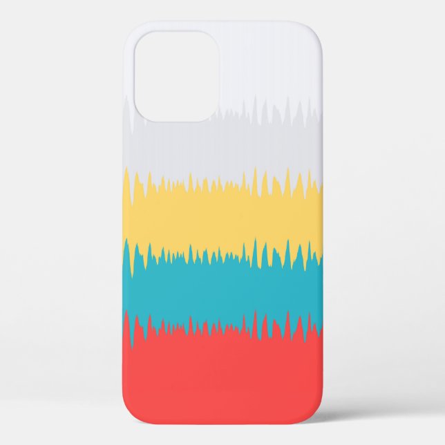 Coral Turquoise Yellow White Frequency Pattern Case-Mate iPhone Case (Back)