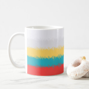 Coral Turquoise Yellow White Stripes Coffee Mug