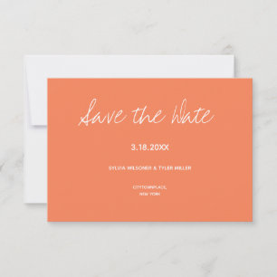 Coral Typography Minimalist Wedding Save The Date