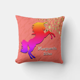 Coral UNICORN Personalised Keepsake Cushion