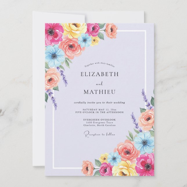 Coral Vibrant Floral Wedding Invitation (Front)