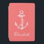 Coral Vintage Anchor Monogram iPad Mini Cover<br><div class="desc">Cute girly trendy chic nautical vintage anchor illustration personalised with your custom monogram name or initials. Click the Customise It button to change monogram fonts and colours to create a unique one of a kind design.</div>