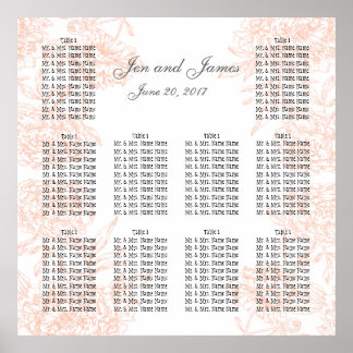 CORAL VINTAGE FLORAL WEDDING SEATING CHART