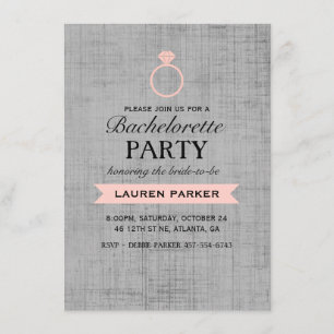 Coral Vintage Poster Ring Bachelorette Invitation
