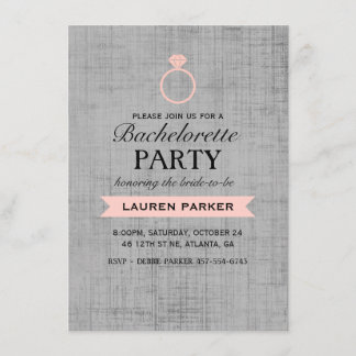 Coral Vintage Poster Ring Bachelorette Invitation