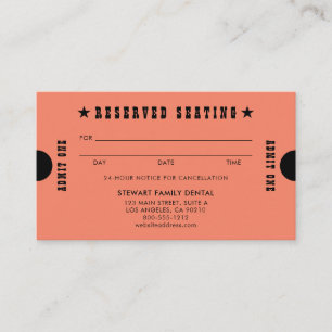 Coral Vintage Reserved Seating Dental Appointment Card