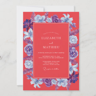 Coral Violet Painted Wedding Invitation