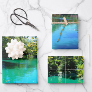 Coral Water of Lake High Quality Triad Bundle Wrapping Paper Sheet