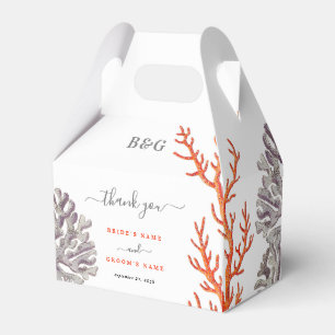 Coral Watercolor Beach Modern Wedding Gift Favour Box