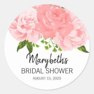 Coral Watercolor Floral Bridal Shower Sticker