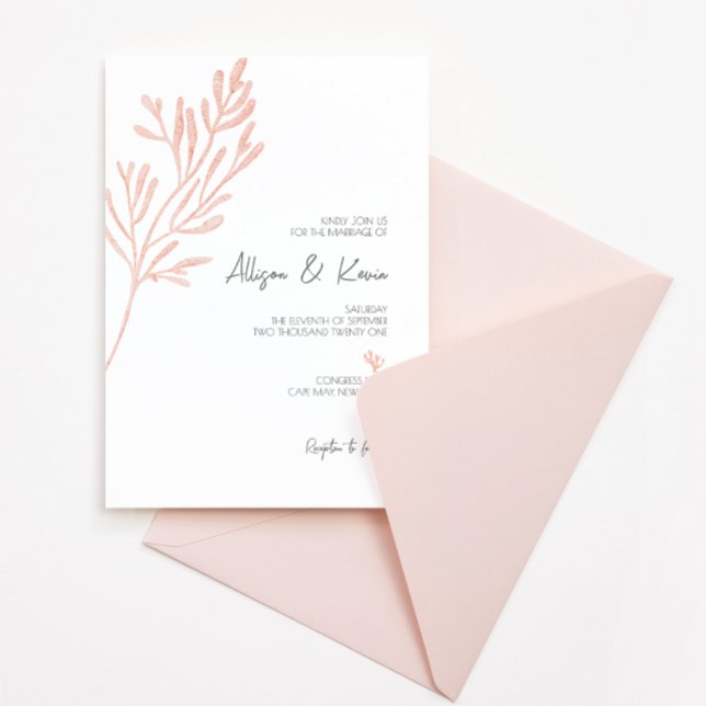 Coral Watercolor Invitation • Modern Beach Wedding (Creator Uploaded)