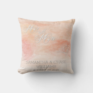 CORAL WATERCOLOR MODERN WEDDING CUSHION