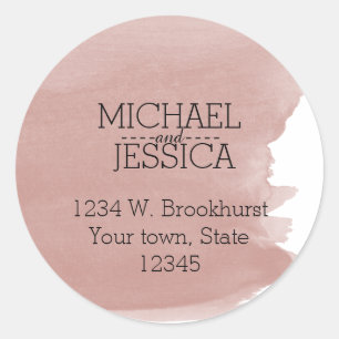 Coral Watercolor Personalised name and address Classic Round Sticker