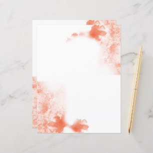 Coral Watercolor plain stationery paper