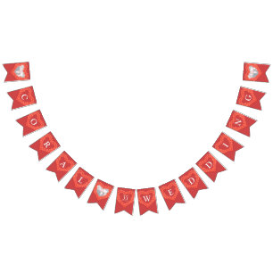 Coral wedding 35th anniversary custom photo bunting