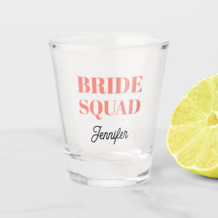 Coral Wedding Bride Squad Personalized Shot Glass