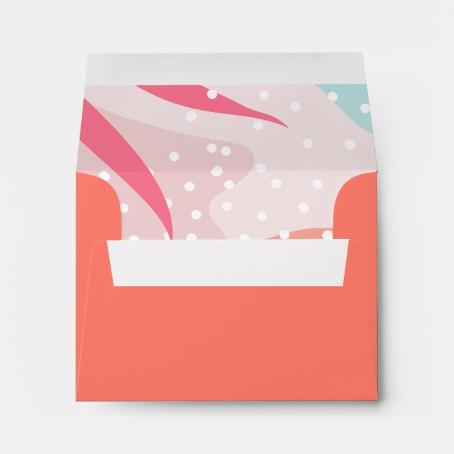 Coral Wedding Couple Abstract Trendy Pattern Envelope (Back (Bottom))