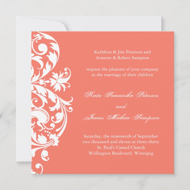 Coral Wedding Invitation (Front)