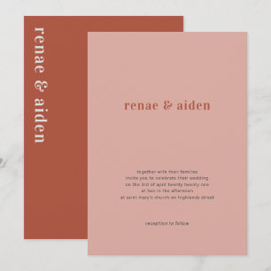 Coral wedding invitation, rust wedding invitation