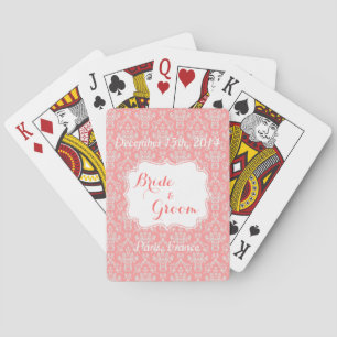Coral Wedding Party Favour Playing Cards