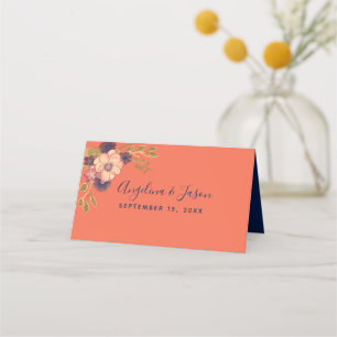 Coral Wedding Place Card