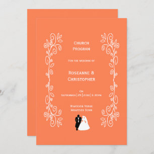 Coral Wedding Program Bride Groom Design Programme