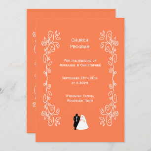 Coral Wedding Program Bride Groom Design Programme