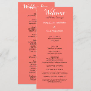 Coral Wedding Program Programme