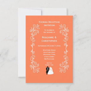 Coral Wedding Reception Invitation Bride Groom