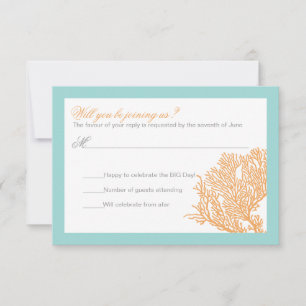 Coral Wedding Response   Tropical Wedding RSVP Invitation