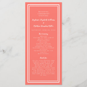 Coral Wedding Service Ceremony Minimalist Simple P Programme