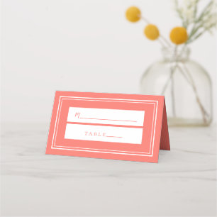Coral Wedding Simple Modern Minimalist Guest Place Card